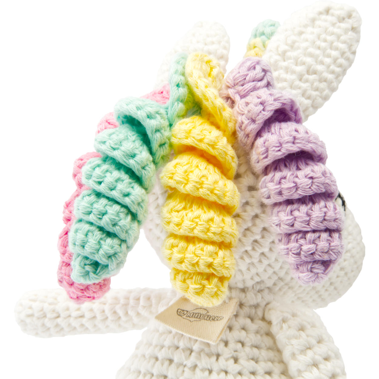 Handgestrickter Einhorn gehäkelt aus Baumwolle Spielzeug 16 cm