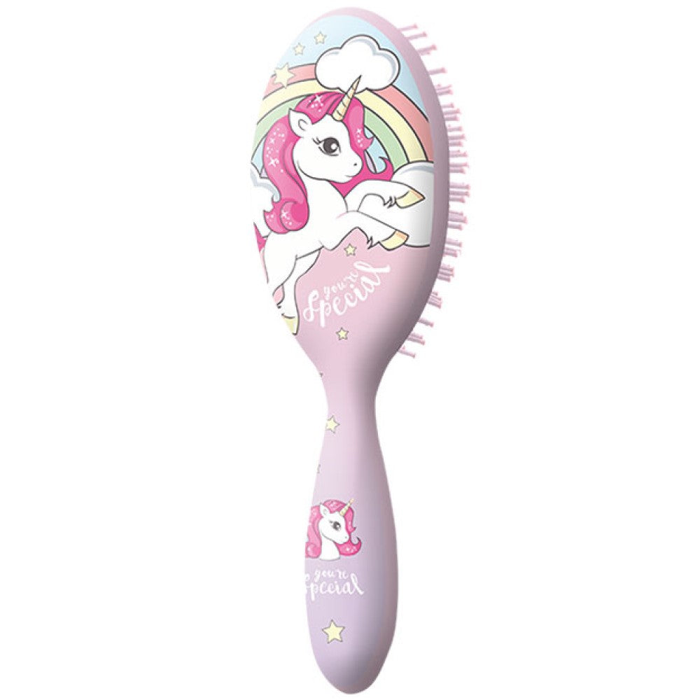 Einhorn Haarbürste mit Regenbogen und Einhörnern