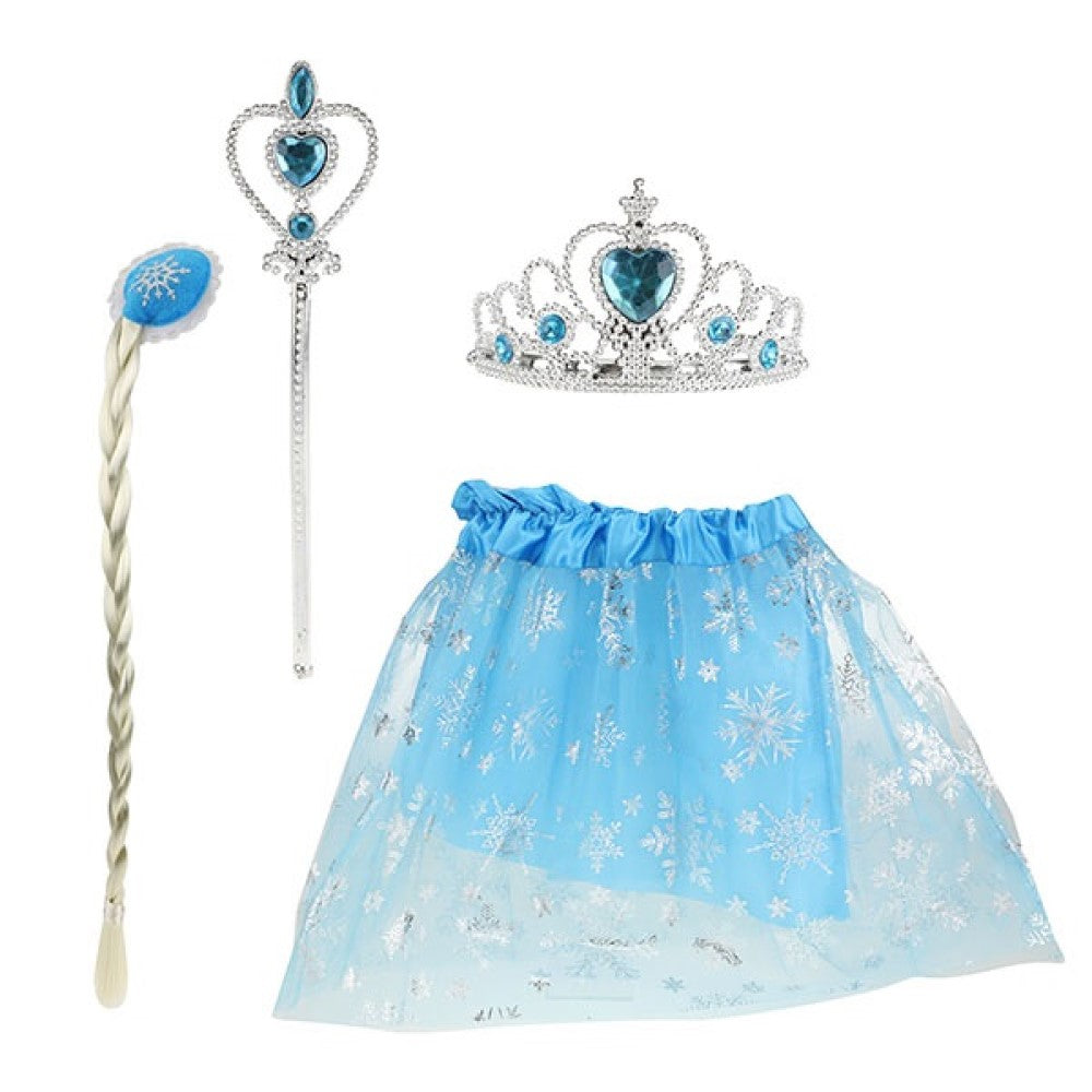 Eisprinzessin Kostüm mit Tutu, Tiara und Stab
