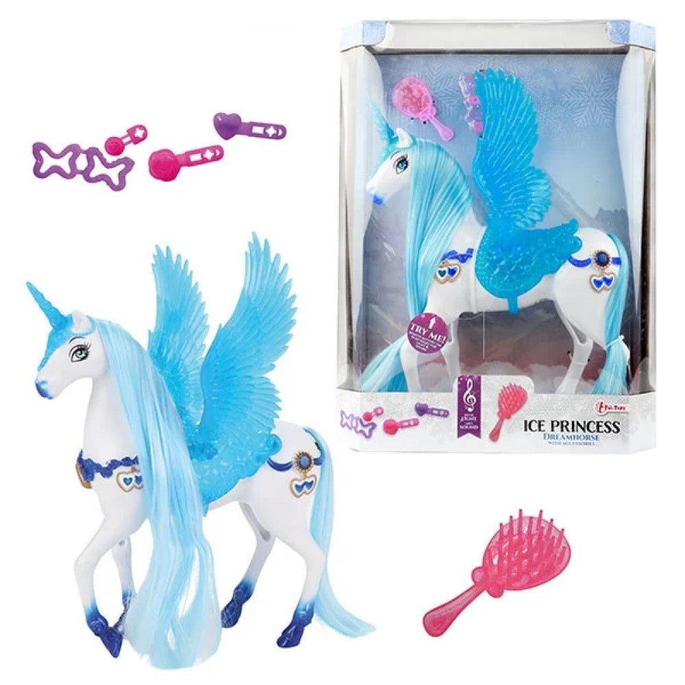 Eisprinzessinen XL Einhorn mit blauen Flügeln