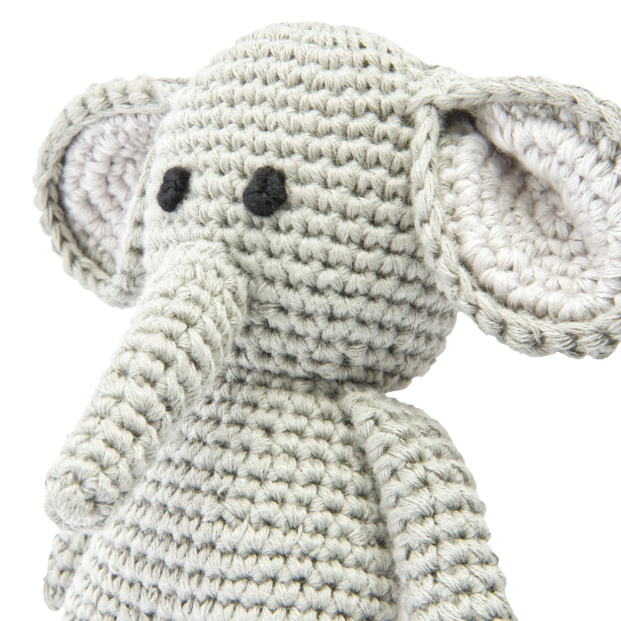 Handgestrickter Elefant gehäkelt aus Baumwolle Spielzeug 15 cm