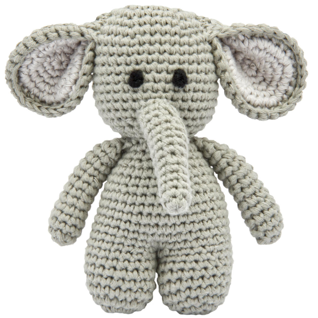 Handgestrickter Elefant gehäkelt aus Baumwolle Spielzeug 15 cm
