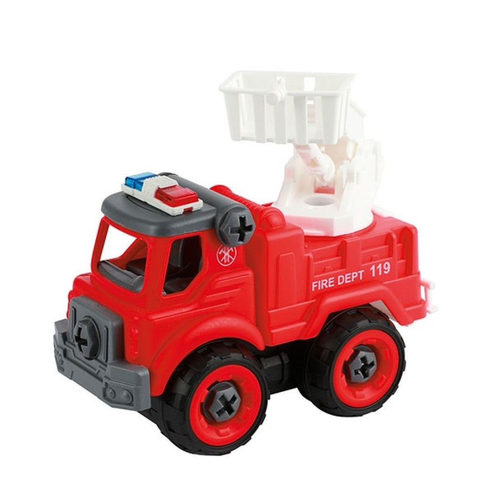 Feuerwehr Polizei Auto und Kran zum Bauen