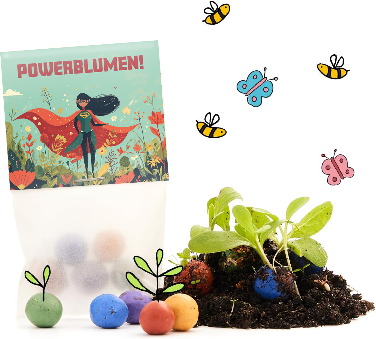 10x5 Blumenmurmeln im Tütchen – Powerblumen