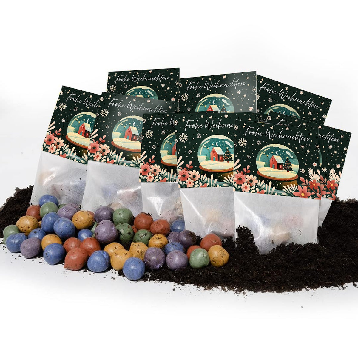10x5 Blumenmurmeln im Tütchen "Schneekugel"