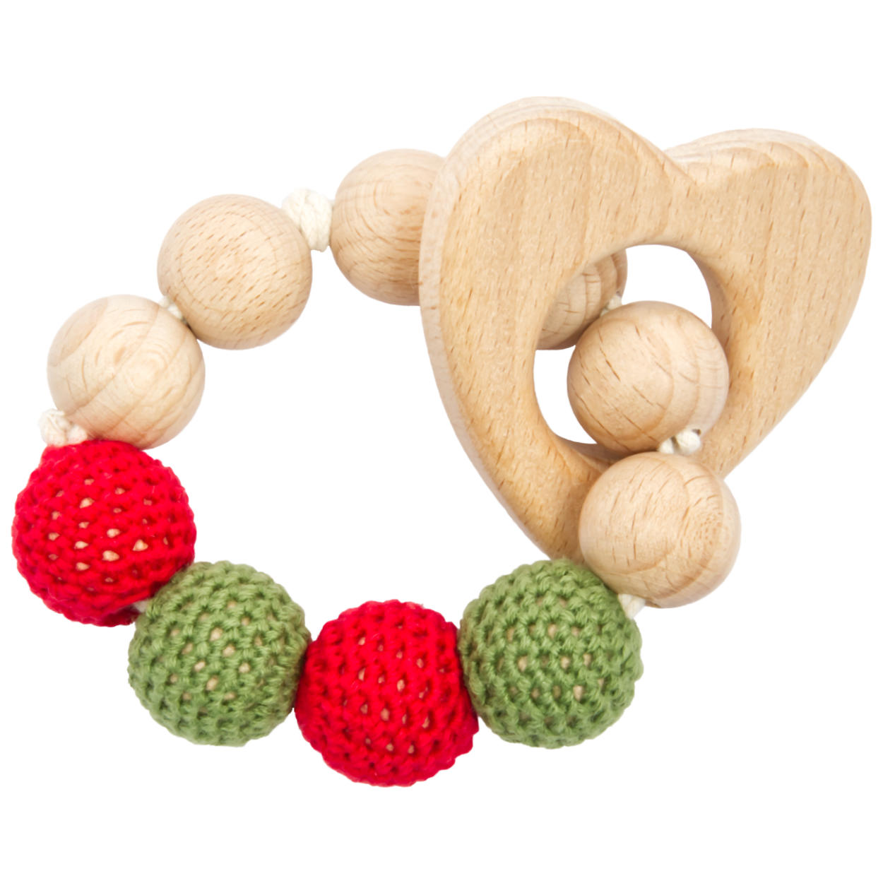 Handgestrickter Reh Ivy Set Babyrassel Holzspielzeug und Baumwolle