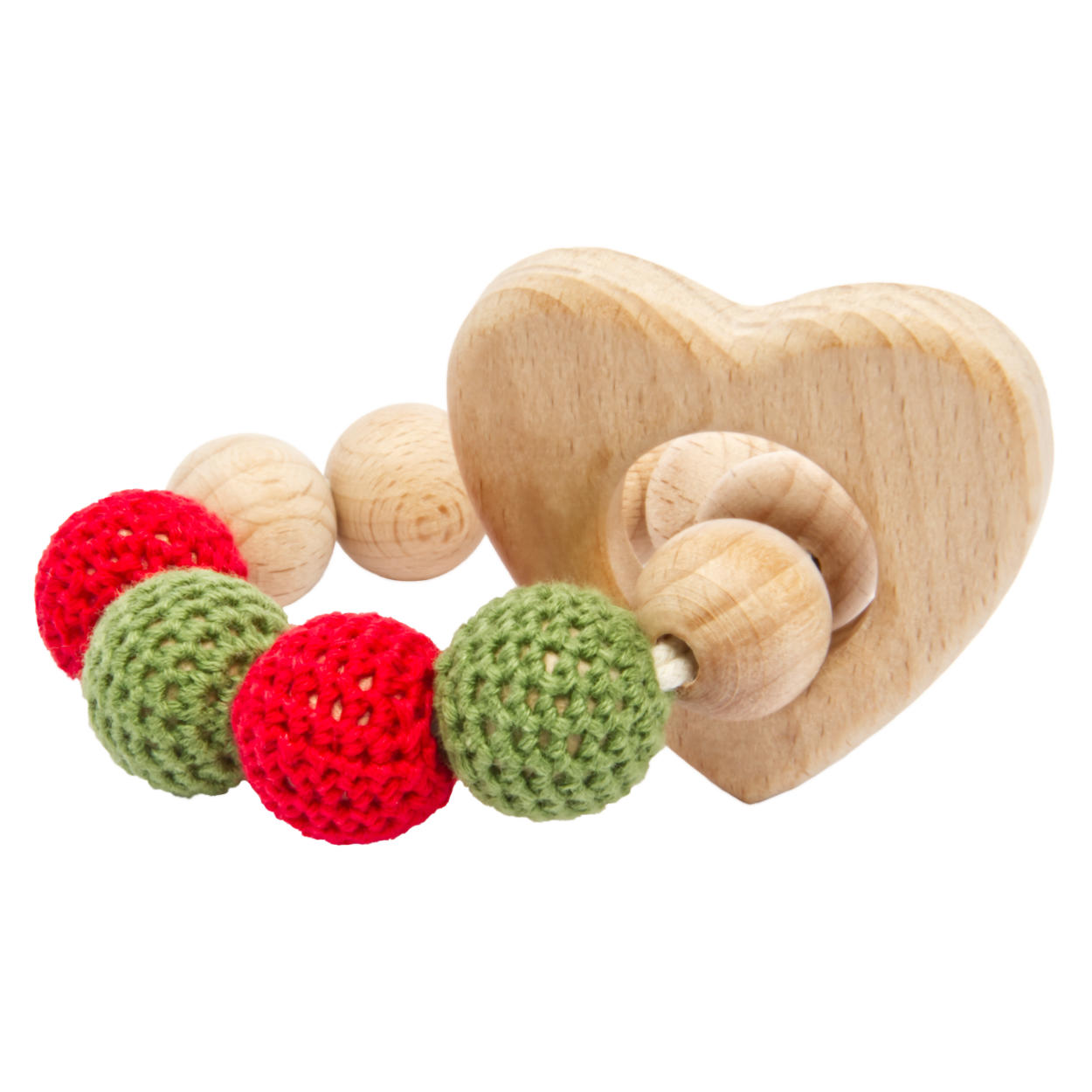 Handgestrickter Reh Ivy Set Babyrassel Holzspielzeug und Baumwolle