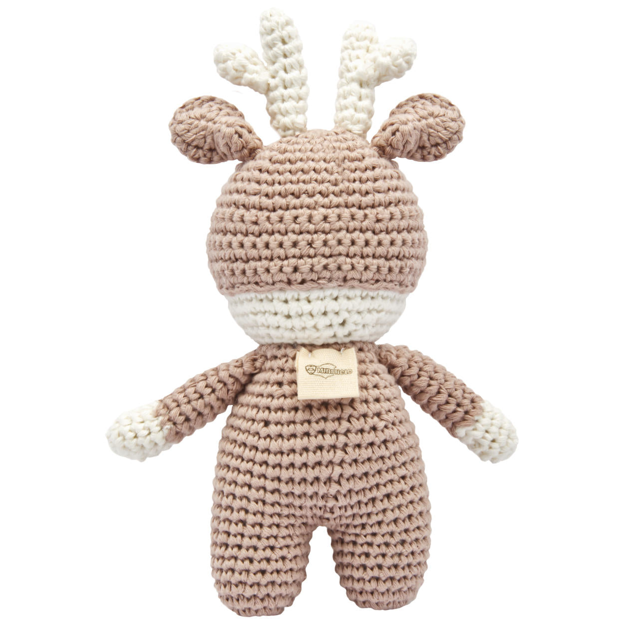 Handgestrickter Hirsch/Reh gehäkelt aus Baumwolle Spielzeug 18 cm