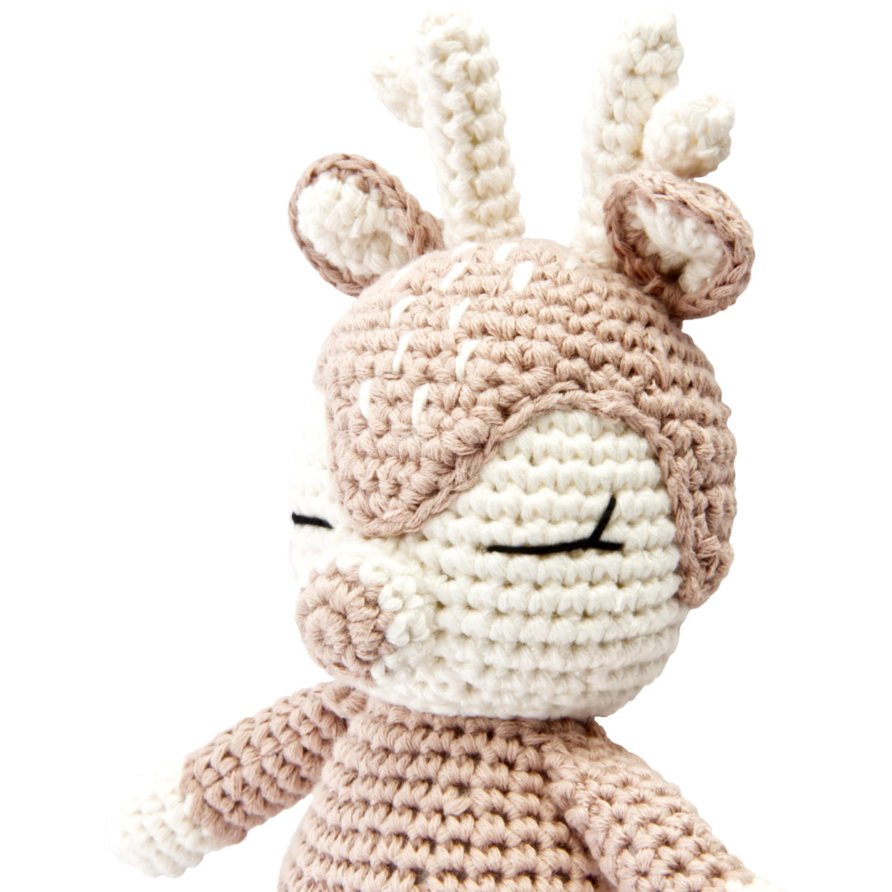 Handgestrickter Hirsch/Reh gehäkelt aus Baumwolle Spielzeug 18 cm