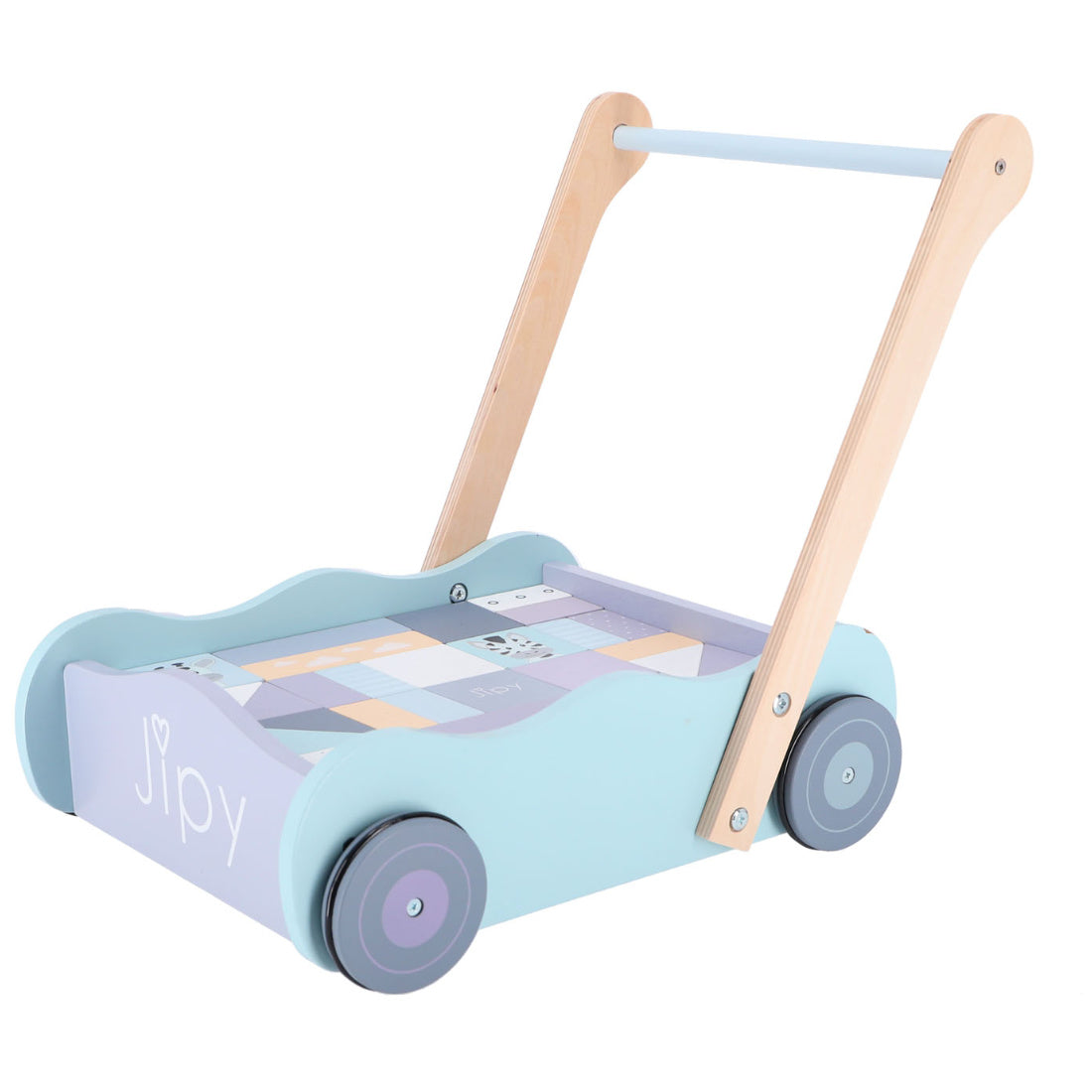 Holz Lauflernwagen mit Bauklötzen Bausteine