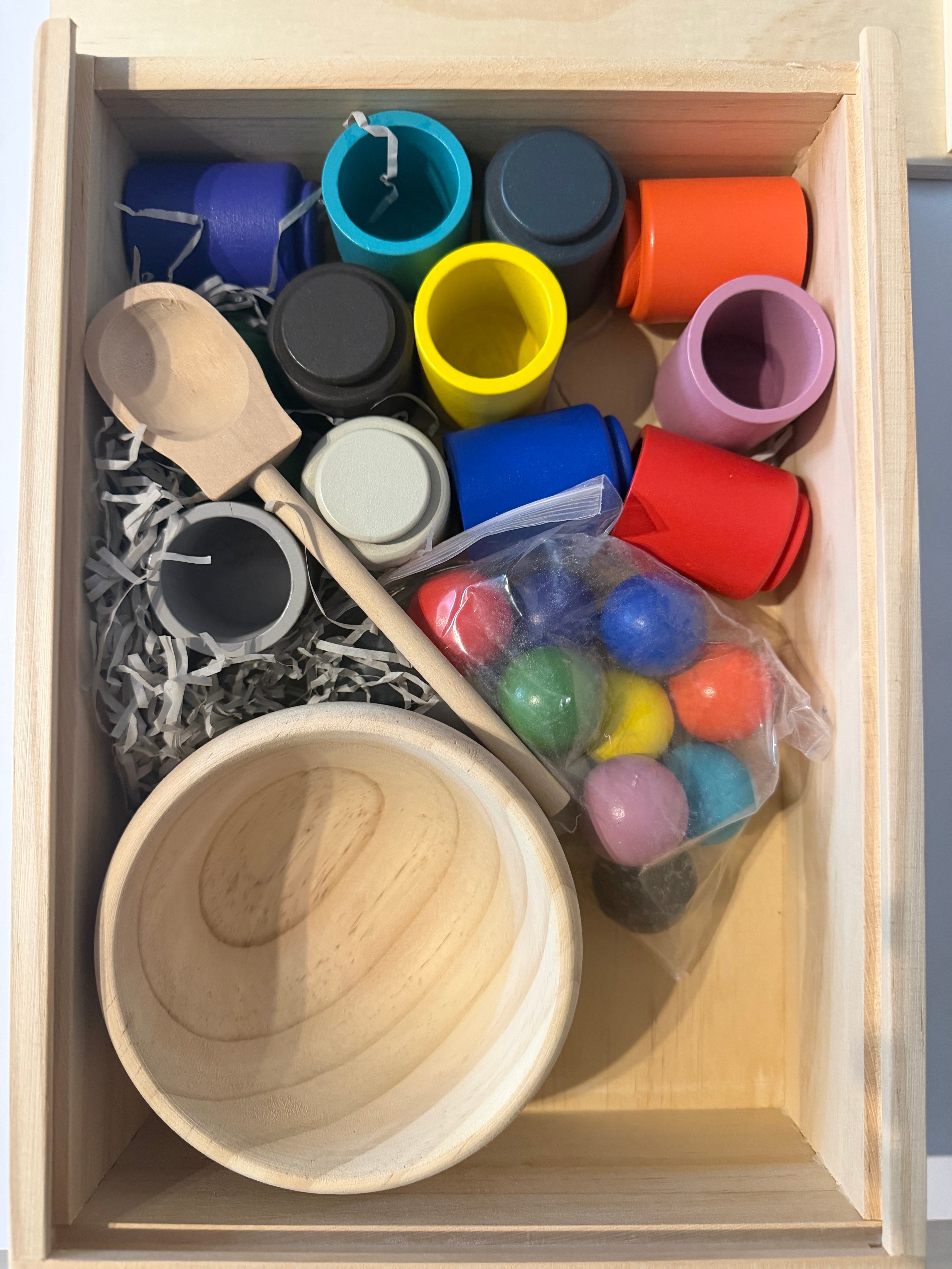 Montessori Holz-Ball-Zuordnungsspiel mit 12 Farben – Puzzle für Farberkennung & frühkindliche Bildung