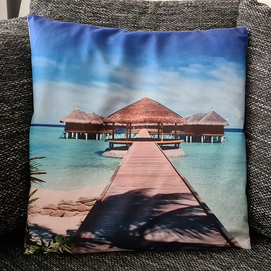 Kissenbezug Malediven Bungalow Brücke - 45cm x 45cm