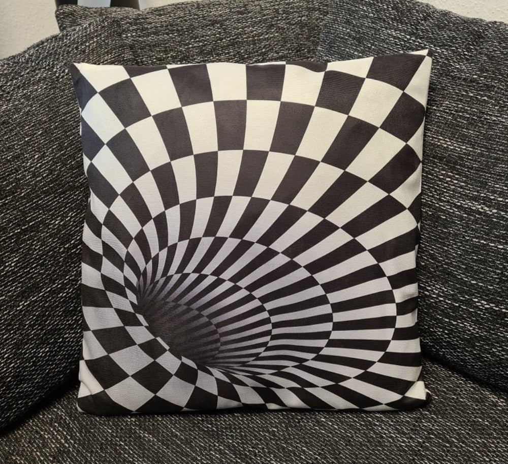 3D Druck Designer Kissenbezug Schwarz- weißer Strudel - 45cm x 45cm