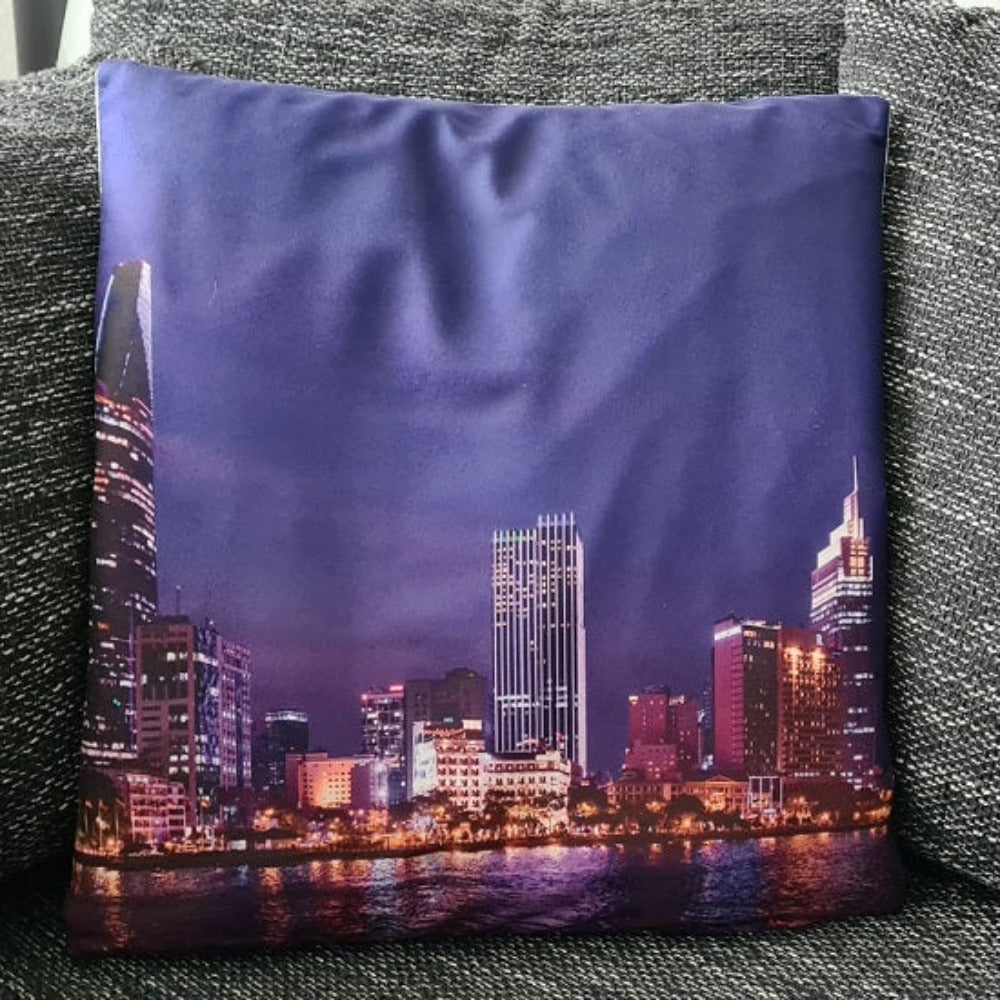 Kissenbezug Skyline bei Nacht  - 45cm x 45cm