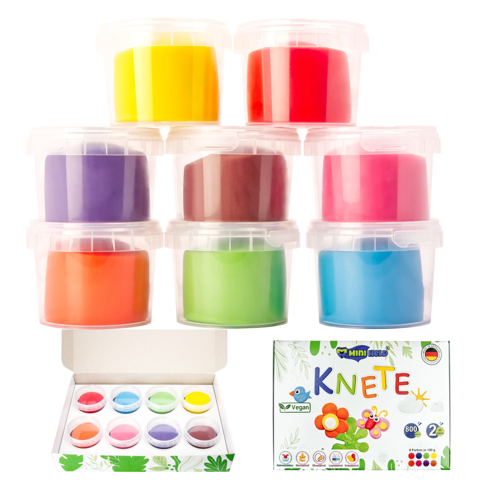Knete für Kinder 800g Vegan Knete Set in 8 verschiedenen Farben ab 2J