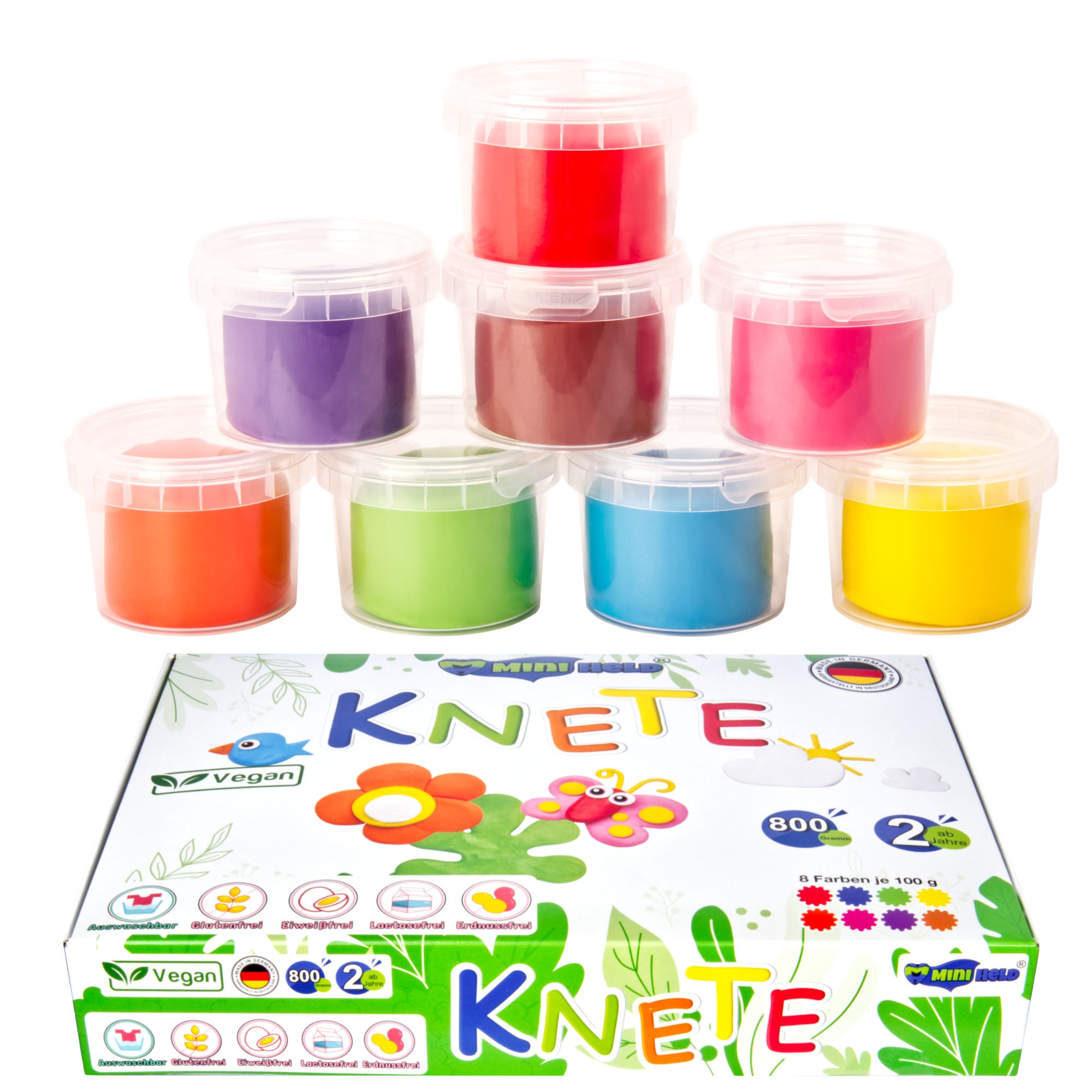 Knete für Kinder 800g Vegan Knete Set in 8 verschiedenen Farben ab 2J