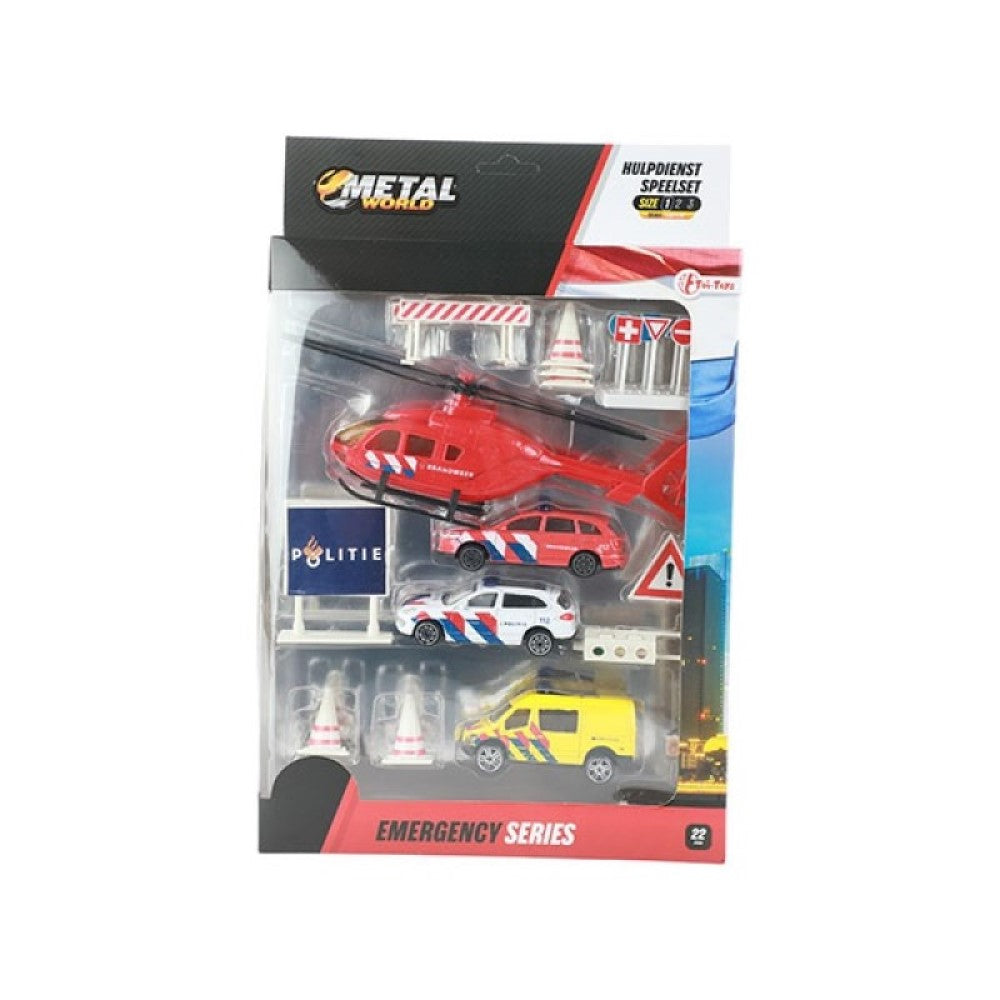 Krankenwagen Hubschrauber Autos Straßenschilder-Set aus Metal