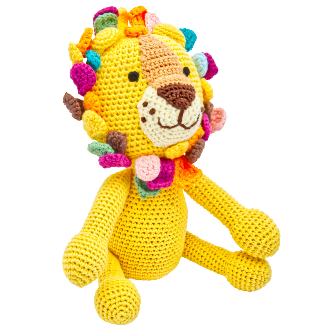 Handgestrickter Löwe "Lio" gehäkelt Spielzeug 28 cm aus Baumwolle