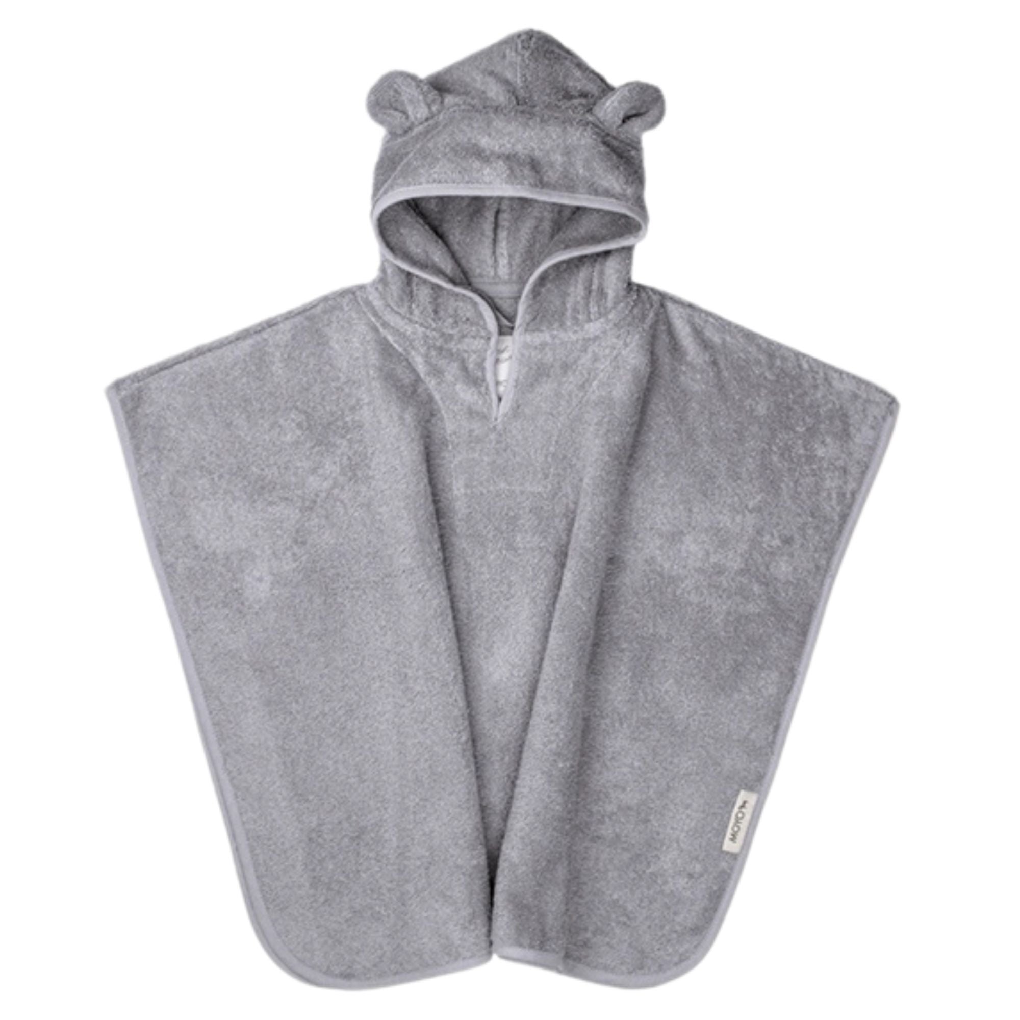 Baby Badeponcho 75x75 cm – „Grau“ mit niedlichen Bärenohren