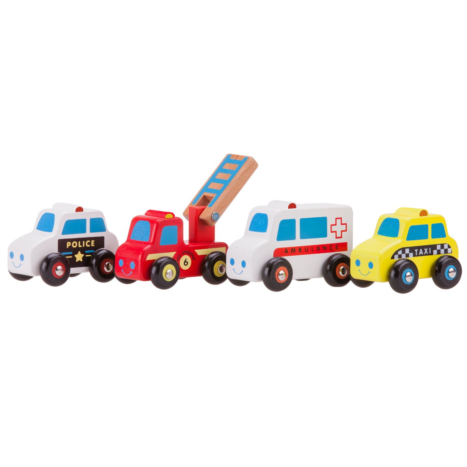 Minifahrzeuge mit 4 Fahrzeugen Polizei Feuerwehr Krankenwagen Taxi