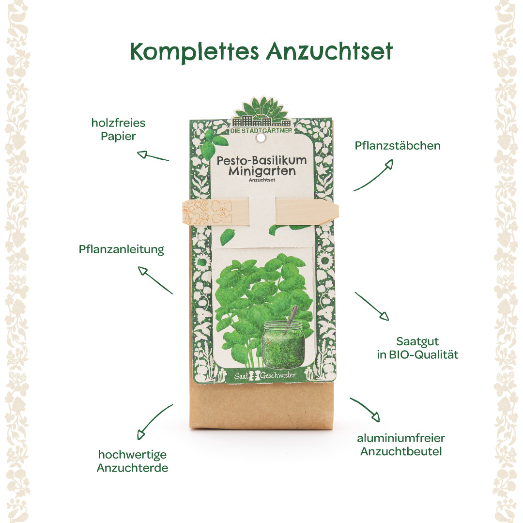 Anzuchtset – Minigarten BIO-Basilikum