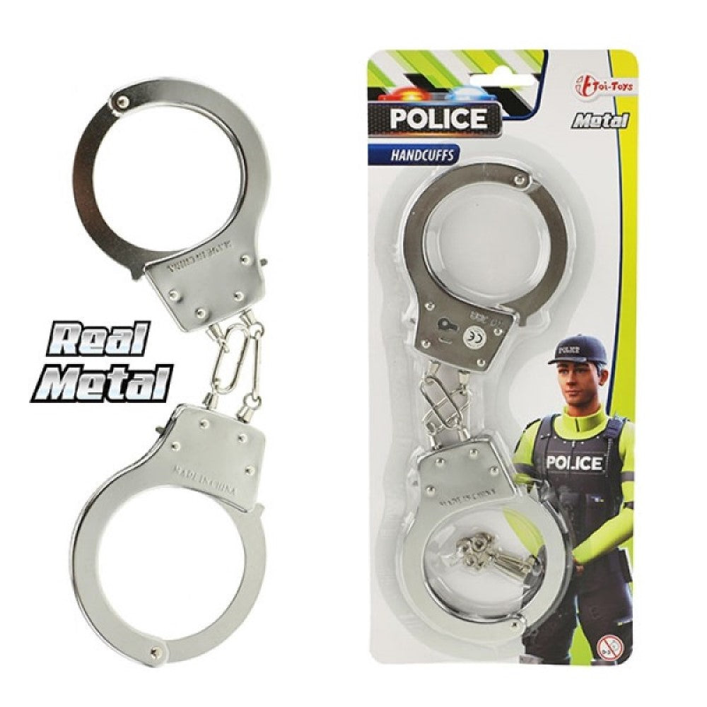 Polizei Set Handschellen und Polizeikelle mit Licht