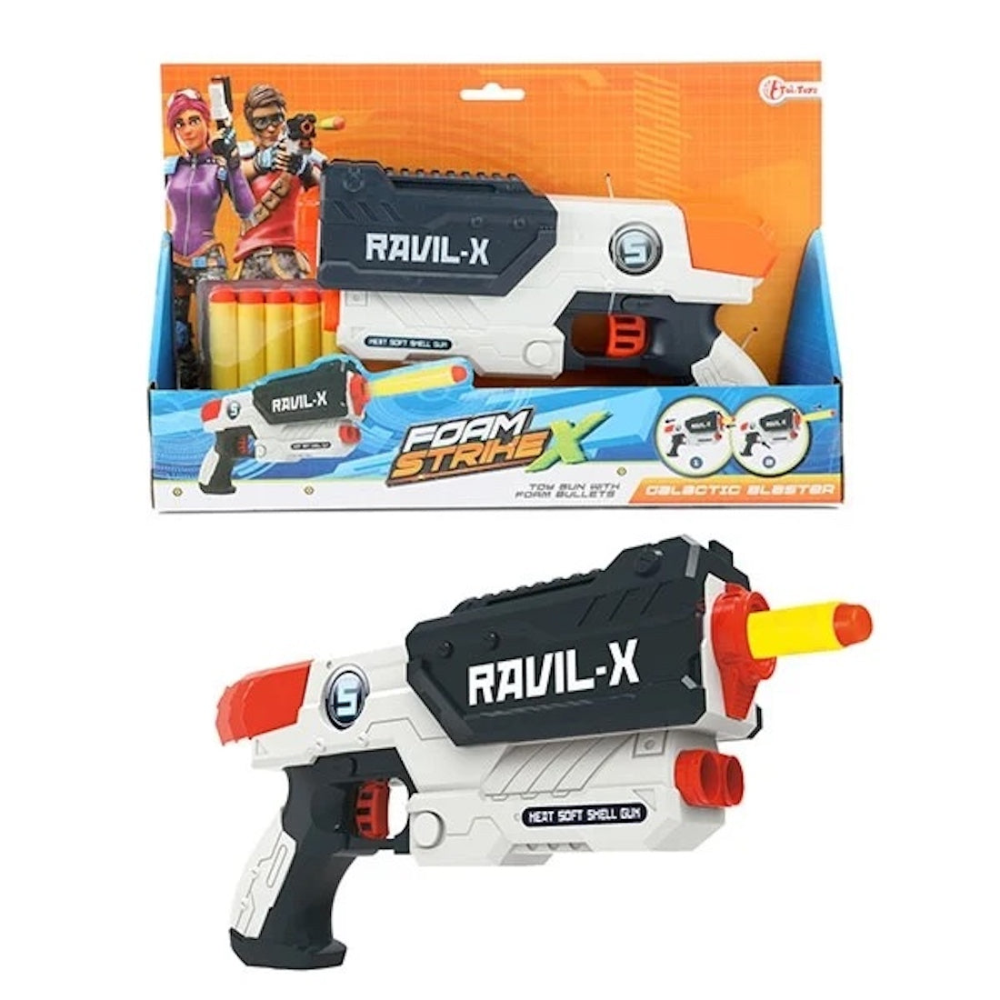 Pistole mit 5 Schaumstoffpfeilen Schießspielzeug