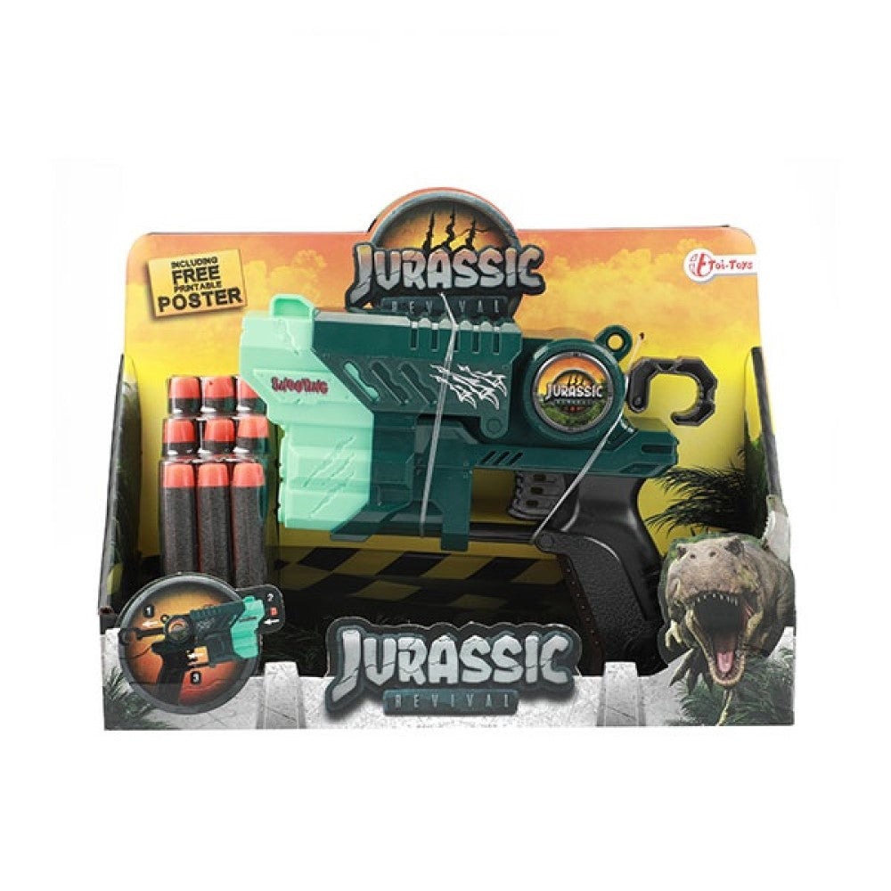 Pistole mit 9 Schaumstoffkugeln mit Dinosaurier Motiv