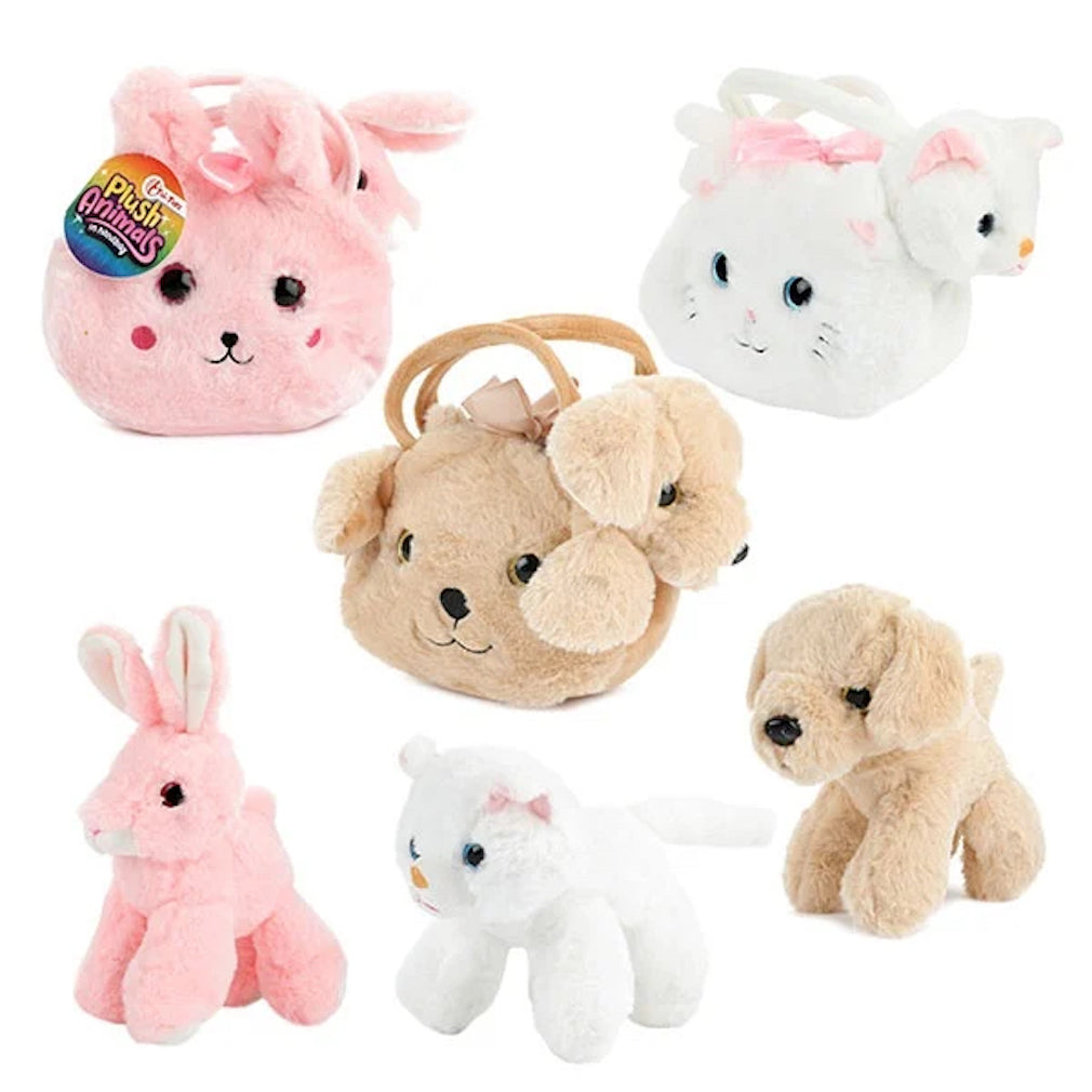 Plüschtasche mit einem Hund, Katze, Hase Plüschtier
