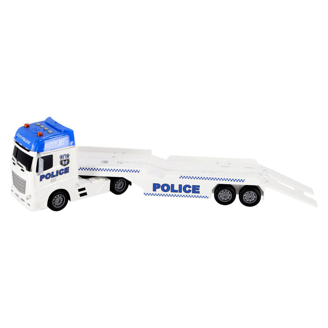 Polizei Autotransporter 54 cm Auto Hubschrauber mit Licht und Sound