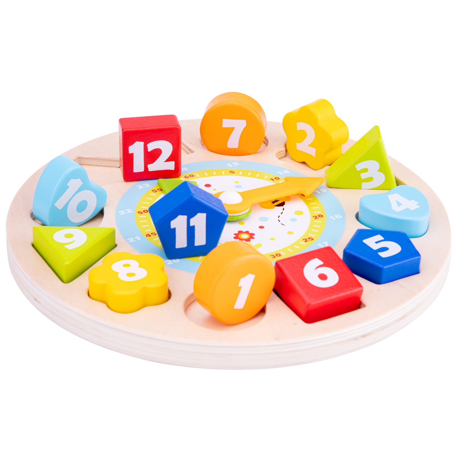 Puzzle Uhr Lernspielzeug für Kinder aus Holz mit Zahlen und Uhrzeiten