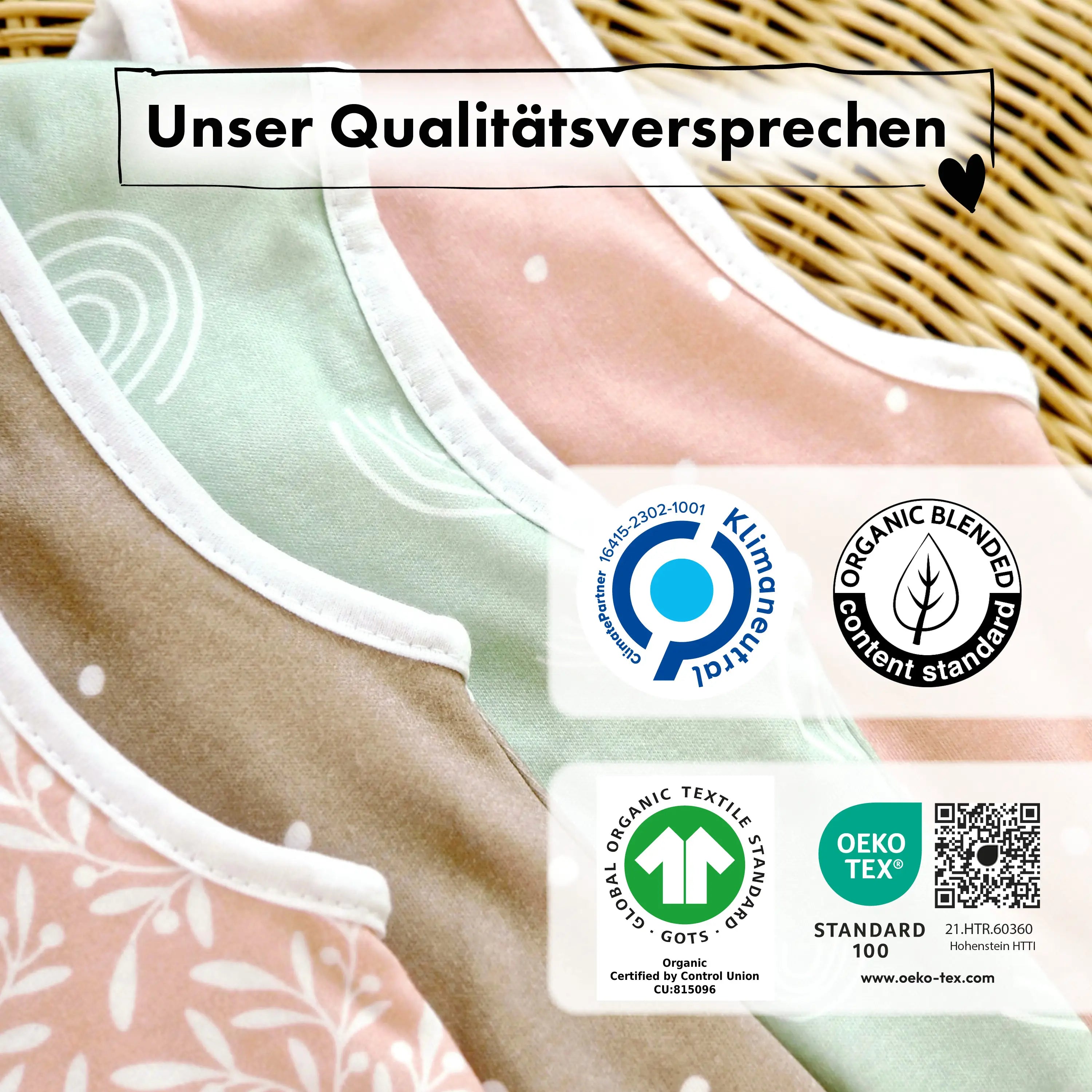 Sommer-Schlafsack mit Füßen Blütenranke Rosé