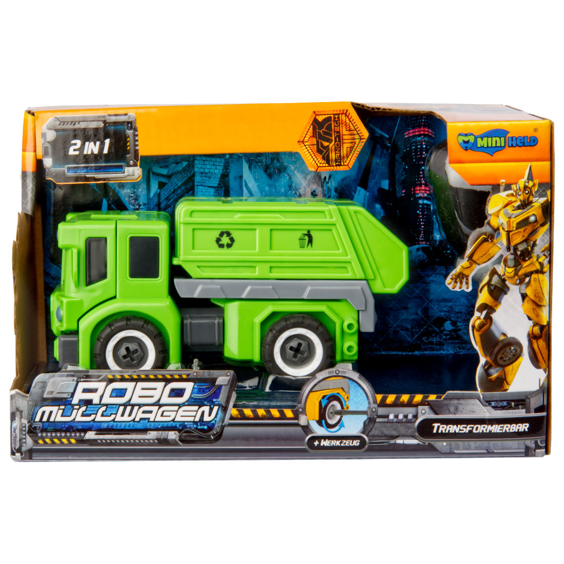 Transformierbarer Roboter Müllwagen LKW Spielzeugauto Fahrzeug Laster