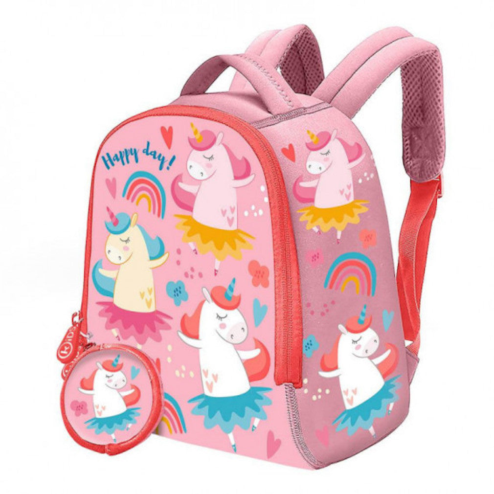 Rucksack mit Ballett tanzendem Einhorn als Motiv
