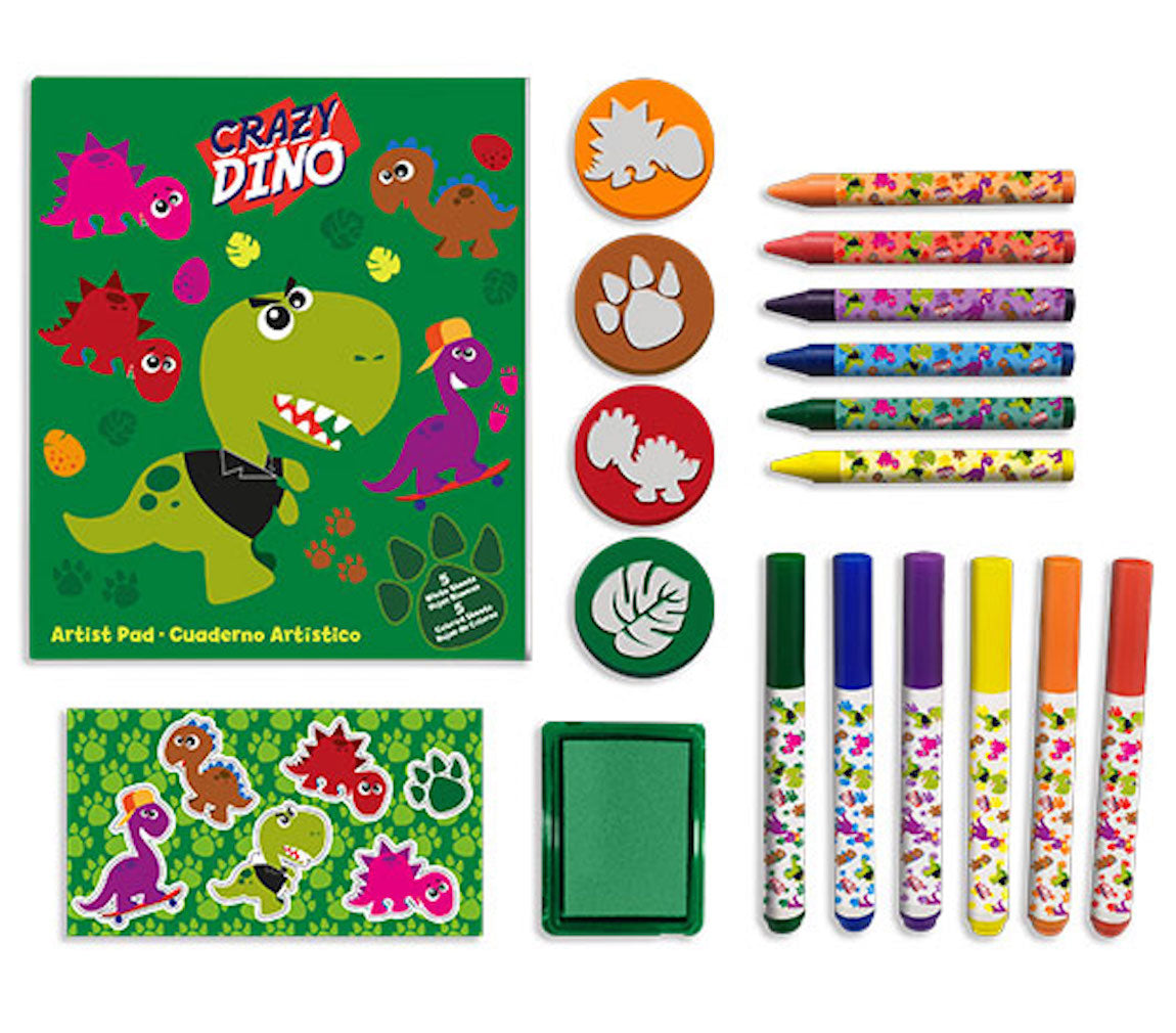 Rucksack mit Schreibwaren Dinosaurier Motiv