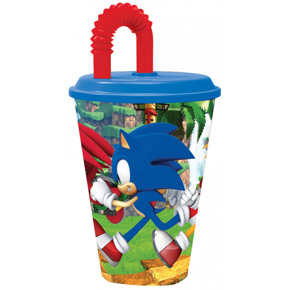 Sonic Plastikbecher mit Strohhalm für Kinder
