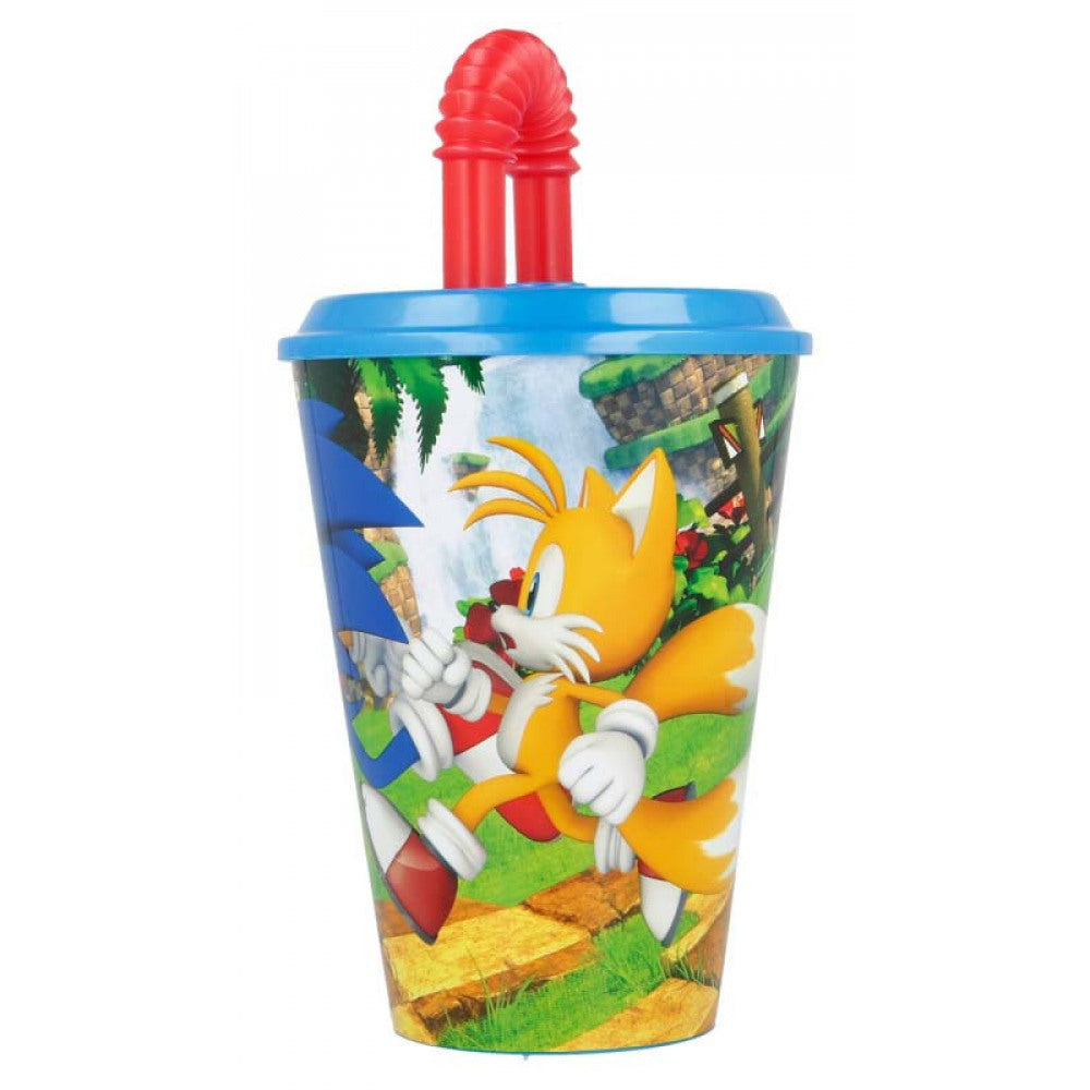 Sonic Plastikbecher mit Strohhalm für Kinder