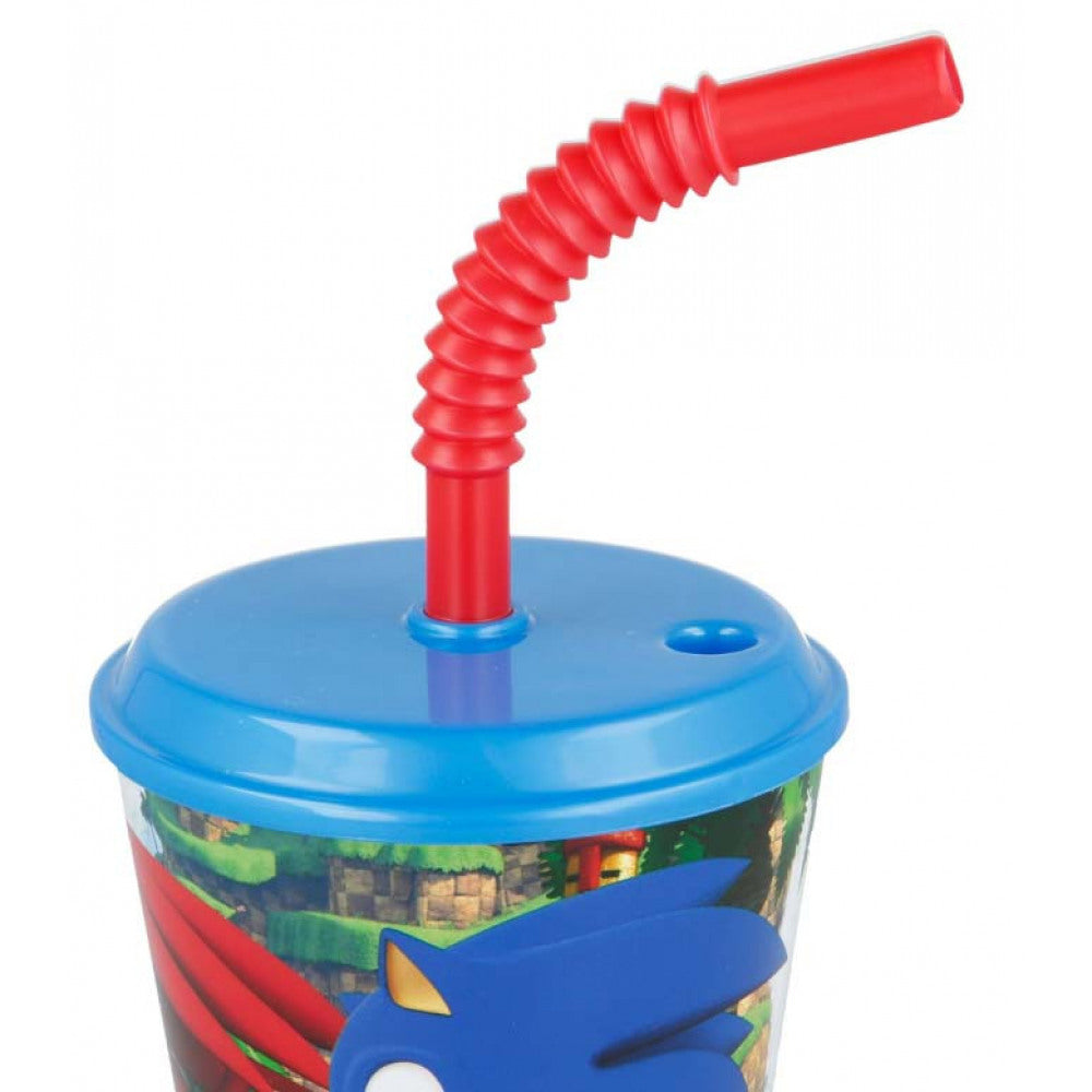 Sonic Plastikbecher mit Strohhalm für Kinder