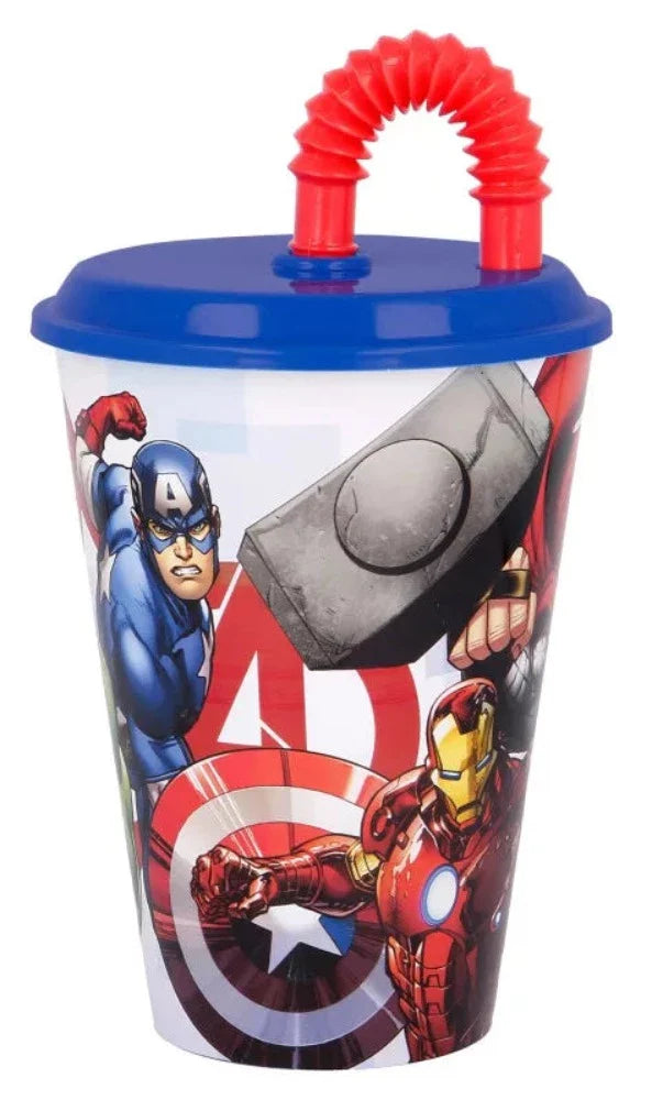 Avengers Marvel Plastikbecher mit Strohhalm für Kinder
