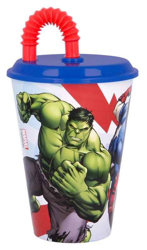 Avengers Marvel Plastikbecher mit Strohhalm für Kinder