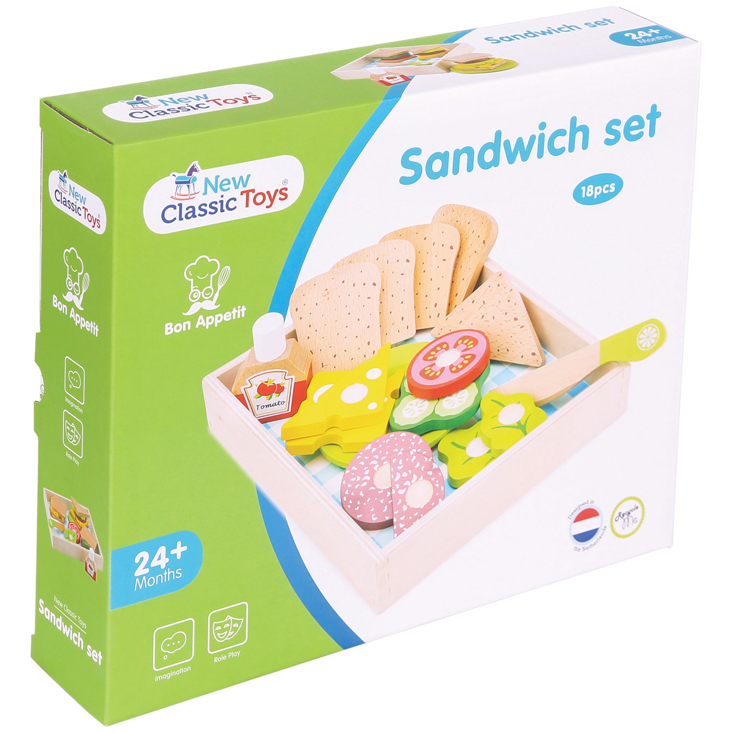 Schneideset Sandwich Picknick-Set mit Holzkiste Kinderküchen-Zubehör