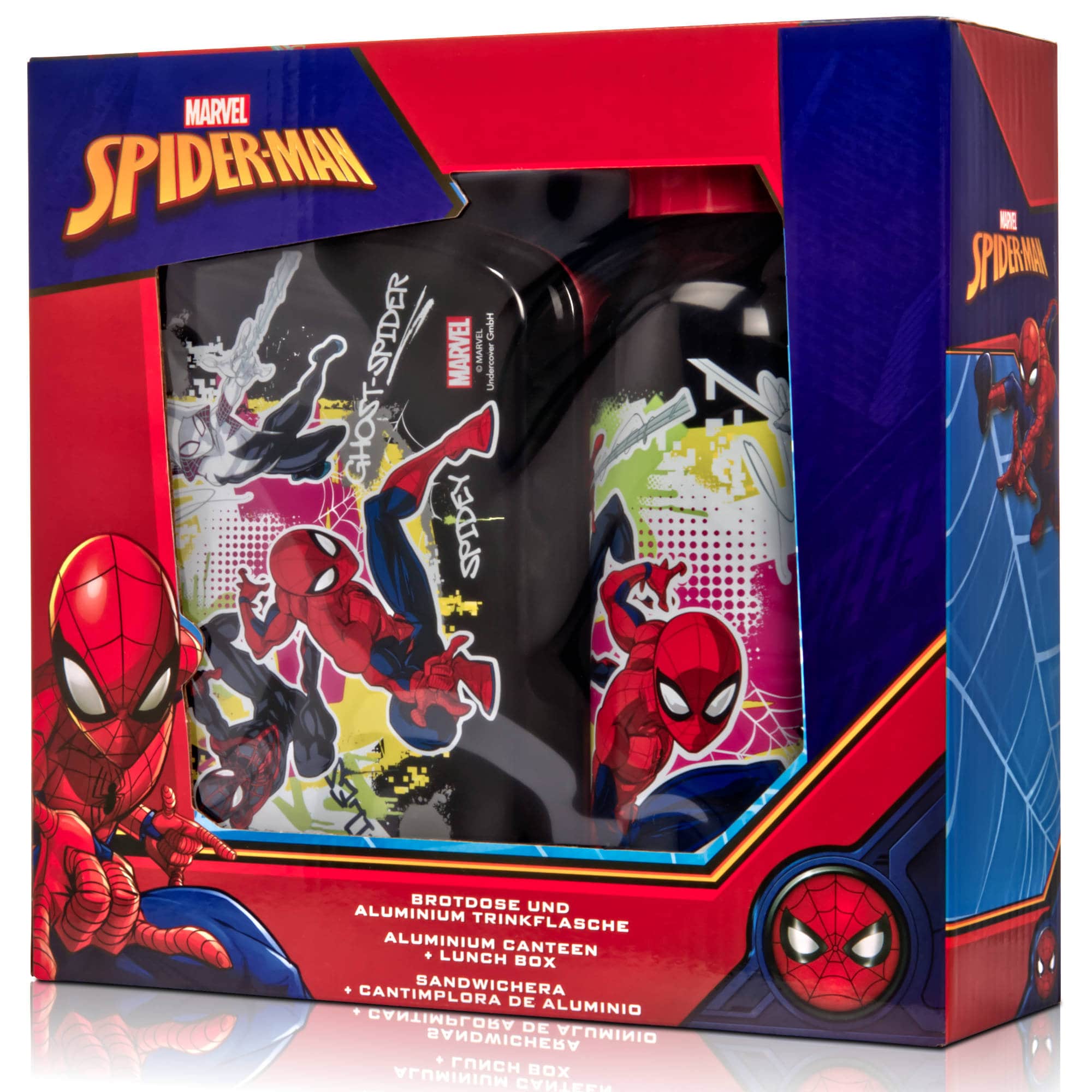 Brotdose Trinkflasche Kinder Spiderman Superheld Lunchbox Aluflasche