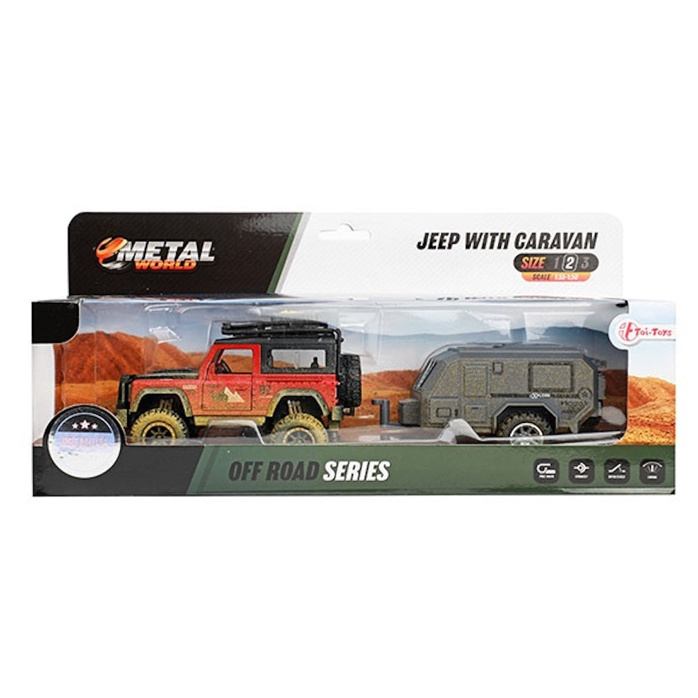 Spielzeug-Auto Jeep und Wohnwagen mit Rückzugmotor
