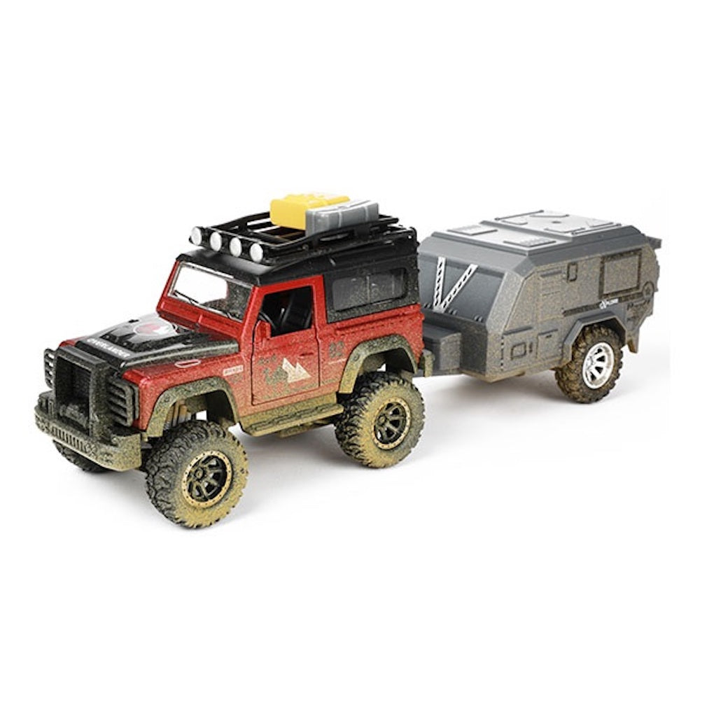 Spielzeug-Auto Jeep und Wohnwagen mit Rückzugmotor