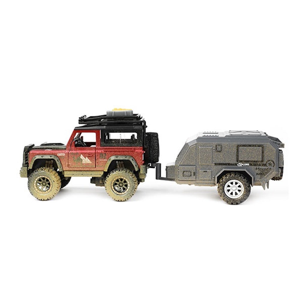 Spielzeug-Auto Jeep und Wohnwagen mit Rückzugmotor