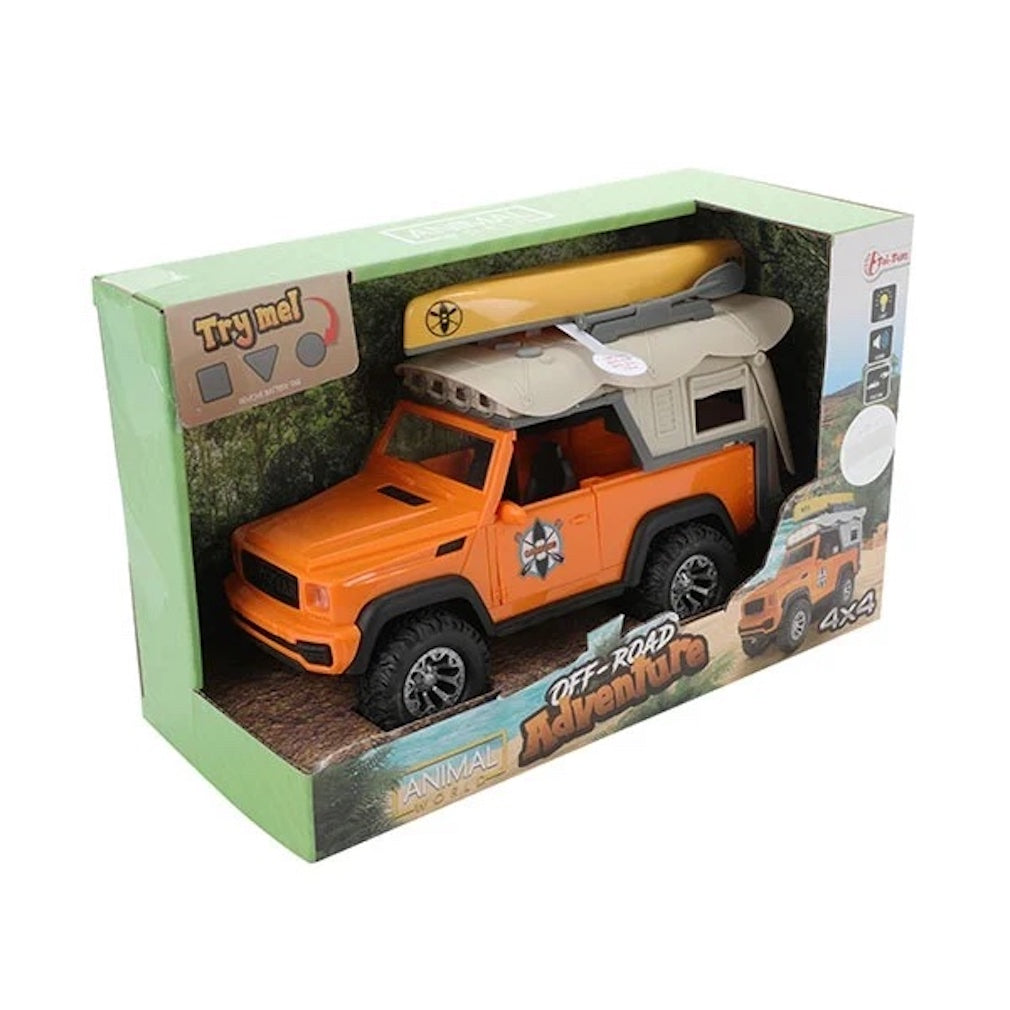 Spielzeug-Auto Jeep und Kanu mit Licht und Sound