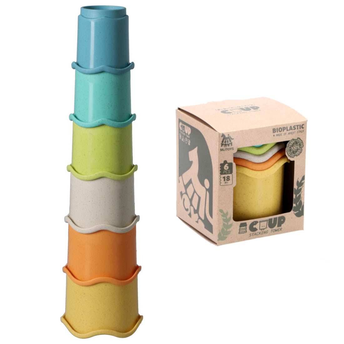 Stapelturm Stapelbecher Biokunststoff 6 Teile