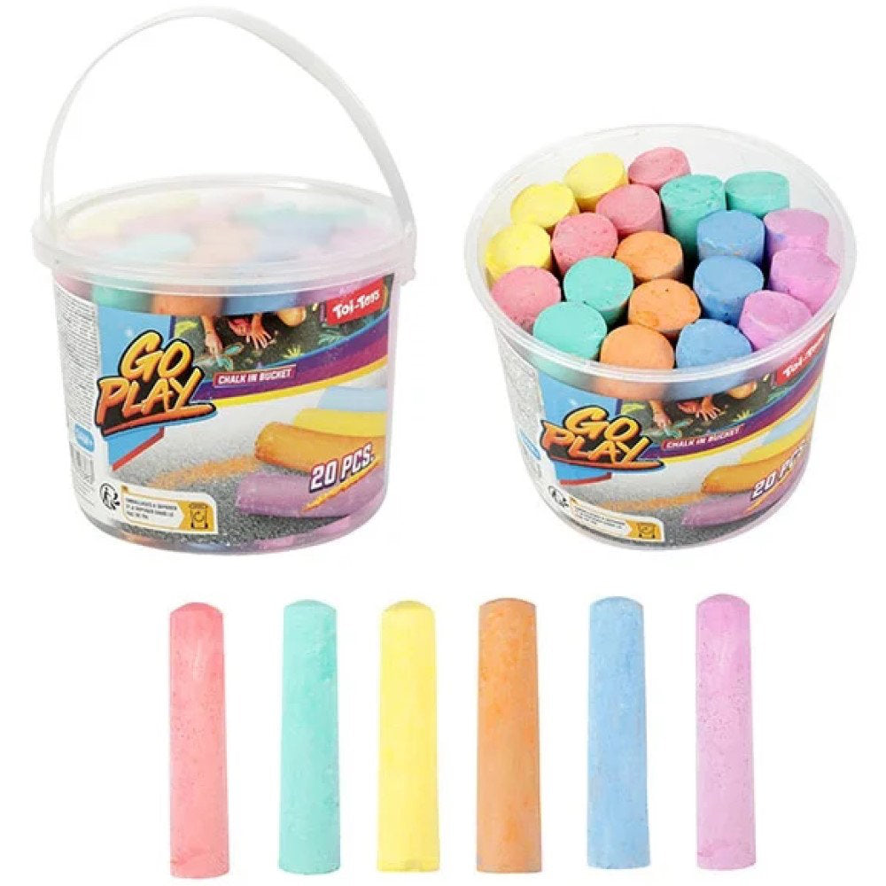 Strassenmalkreide 20 Kreide im Eimer mit Dino-Schablonen und 6 Kreide