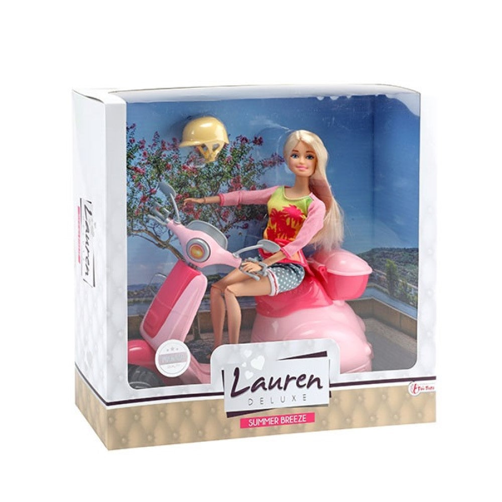 Teenager Puppe auf Roller 28 cm