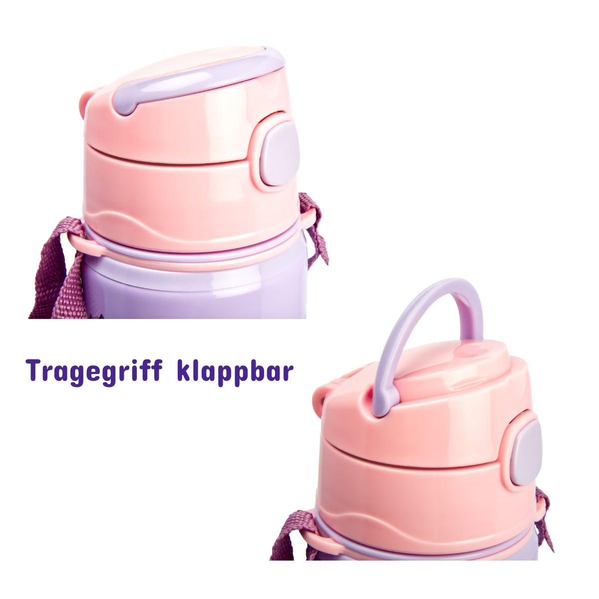 Kinder Trinkflasche Frozen 500ml Aluminium Flasche Tragegurt Elsa Anna